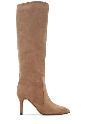 TORAL Suede Tall Boot in Taupe. Size 36, 40.