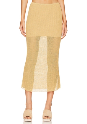 WeWoreWhat Knit Midi Skirt in Tan. Size M, XS.