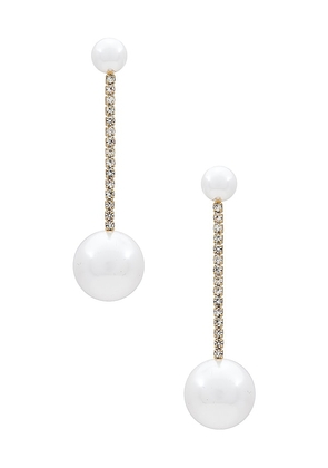 SHASHI Pave Pearl Drop Earring in Ivory.