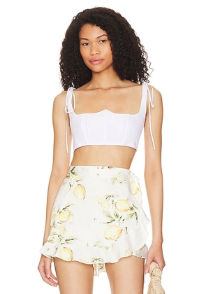 For Love & Lemons Layla Crop Top in White. Size L, S, XL, XS.