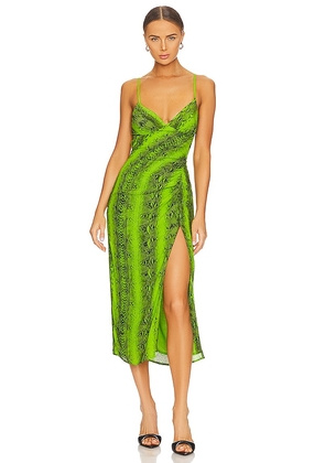 Essentiel Antwerp Donatella High Slit Slip Dress in Green. Size 32.