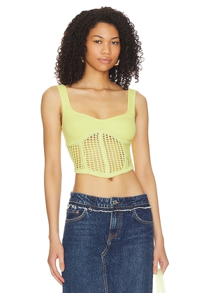 h:ours Seraphina Mesh Corset Top in Green. Size XL.