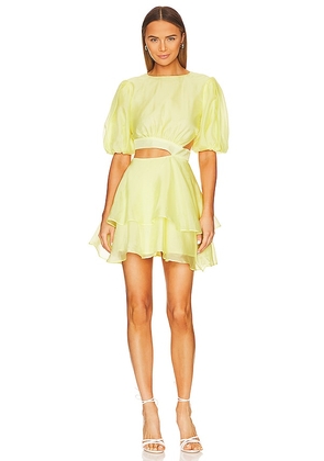 Bardot Enya Organza Mini Dress in Yellow. Size 12, 2, 4, 6, 8.