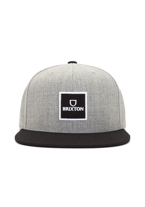 Brixton Alpha Square Mp Snapback Hat in Grey.