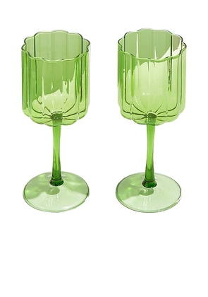 Fazeek Wave Wine Glasses Set of 2 in Green.
