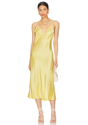 DANNIJO Deep V Multi Strap Midi Slip Dress in Yellow. Size M, S, XL.