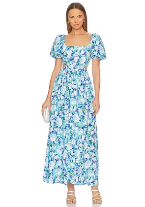 ELLIATT Peggy Maxi Dress in Blue. Size M, XL, XS.