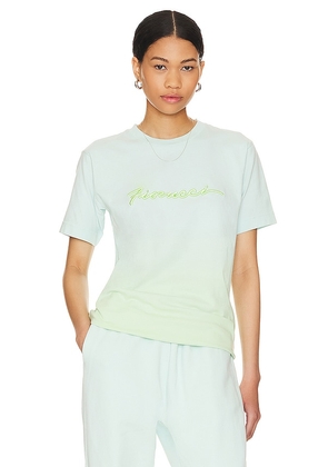 FIORUCCI Gradient Squiggle Logo T-shirt in Mint. Size S.
