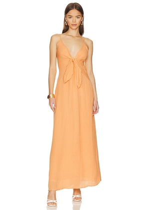 FAITHFULL THE BRAND Verona Midi Dress in Peach. Size M, S, XL, XS, XXL.