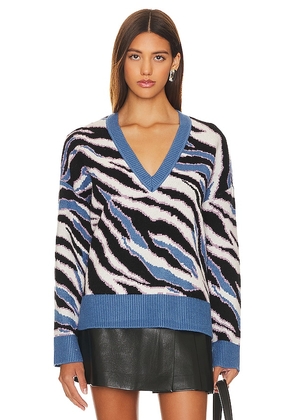 Lovers and Friends Abstract V Neck Sweater in Blue. Size M, S, XS.