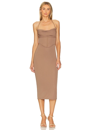 LPA Thalia Corset Midi Dress in Tan. Size M, S, XS, XXS.