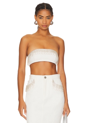 ROTATE Embellished Bandeau Top in White. Size 38, 40.