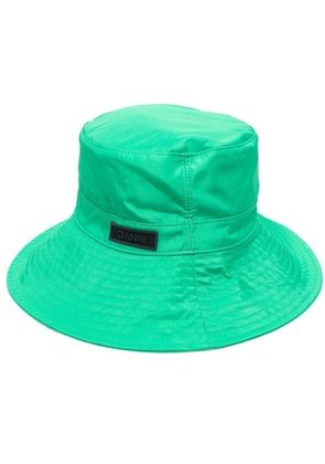 GANNI Tech logo-patch bucket hat - Green