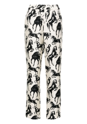 Balmain horse-print silk tapered trousers - Neutrals