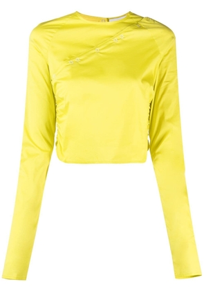GANNI crew-neck long-sleeved blouse - Yellow