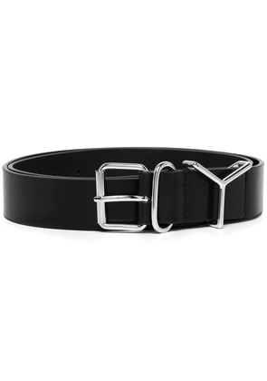 Y/Project Y logo-plaque leather belt - Black