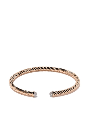 David Yurman 18kt rose gold Cable Spira diamond cuff bracelet - Pink