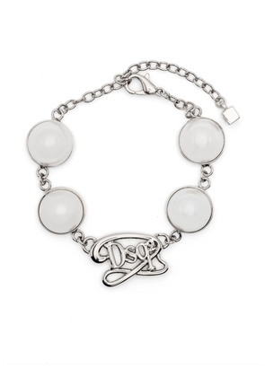Dsquared2 logo-lettering pearl-detail bracelet - Silver