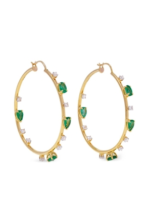 House of Meraki 18kt yellow gold Electric Midi emerald and diamond hoop earrings