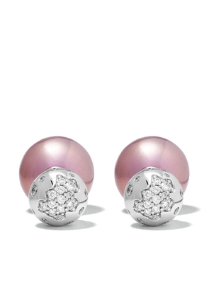 Yoko London 18kt white gold Duet freshwater pearl and diamond earrings - Silver