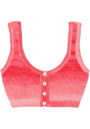 RE/DONE gradient-effect knitted cropped top - Red