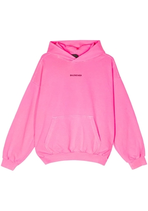 Balenciaga Back logo-embroidered cotton hoodie - Pink