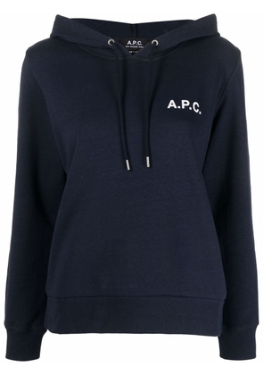 A.P.C. logo-print hoodie - Blue