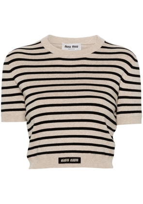 Miu Miu striped cropped blouse - Neutrals