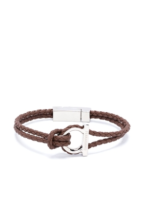 Ferragamo Gancini-detail braided leather bracelet - Brown