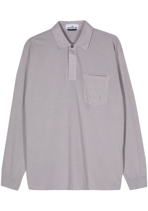 Stone Island embroidered-logo cotton polo shirt - Grey