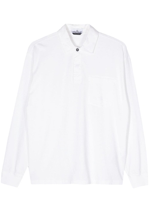 Stone Island embroidered-logo cotton polo shirt - White