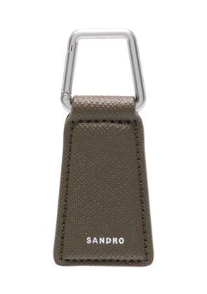 SANDRO logo-print leather keychain - Green