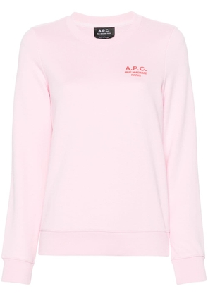 A.P.C. logo-embroidered cotton sweatshirt - Pink