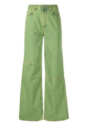 GANNI wide-leg bleached jeans - Green