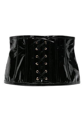Moschino lace-up patent waspie corset - Black