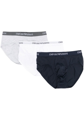Emporio Armani logo-waist briefs (set of three) - Blue