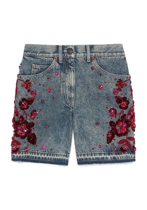 Gucci Embellished Denim Shorts