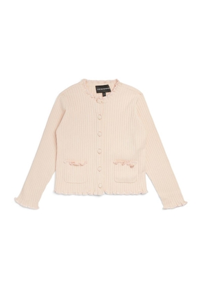 Emporio Armani Kids Ribbed Frill-Neck Cardigan (4-12 Years Months)