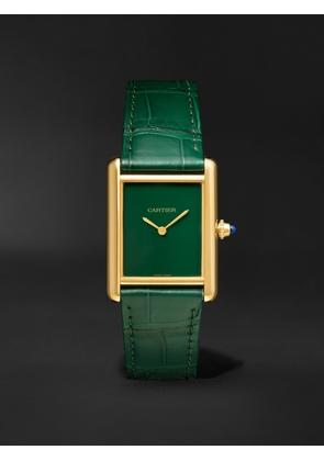 Cartier - Tank Louis Cartier Hand-Wound 25.5mm 18-Karat Gold and Alligator Watch, Ref. No. WGTA0191 - Men - Green