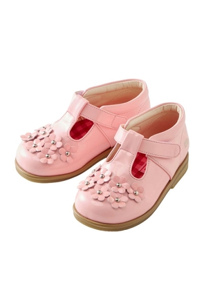 Miki House Velcro-Strap Flower Mary Janes