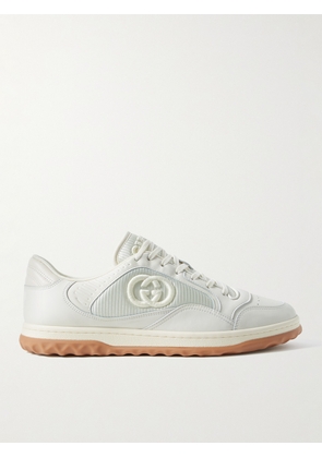 Gucci - Mac80 Logo-Embroidered Leather and Mesh Sneakers - Men - Neutrals - UK 6