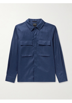 Zegna - Linen-Twill Overshirt - Men - Blue - S