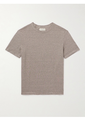 Officine Générale - Striped Cotton and Linen-Blend Shirt - Men - Brown - XS