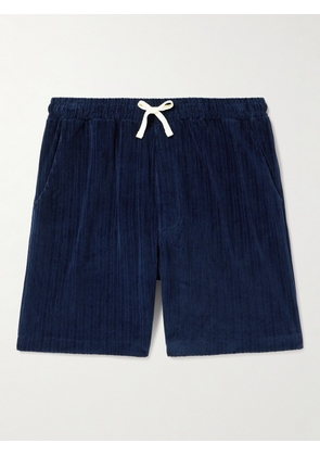 Oliver Spencer - Weston Straight-Leg Ribbed Organic Cotton-Blend Terry Drawstring Shorts - Men - Blue - XS