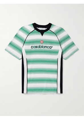 Casablanca - Slim-Fit Logo-Detailed Striped Cotton T-Shirt - Men - Green - XS