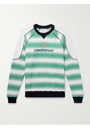 Casablanca - Logo-Embroidered Striped Cotton-Blend Sweatshirt - Men - Green - S