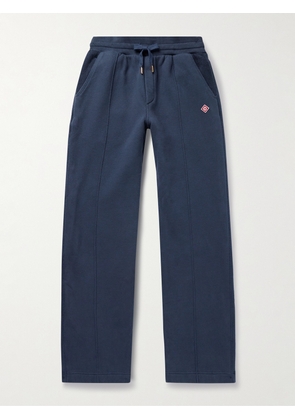 Casablanca - Lounge Straight-Leg Logo-Appliquéd Organic Cotton-Jersey Drawstring Sweatpants - Men - Blue - S