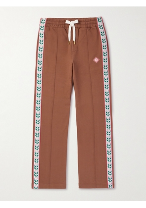 Casablanca - Laurel Straight-Leg Logo-Appliquéd Organic Cotton-Jersey Sweatpants - Men - Brown - S
