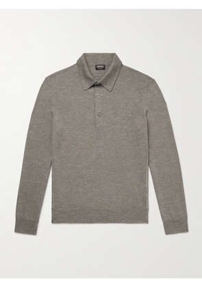 Zegna - Silk, Cashmere and Linen-Blend Polo Shirt - Men - Brown - IT 48