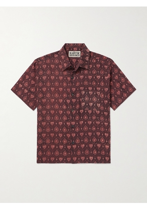 Kartik Research - Printed Cotton Shirt - Men - Burgundy - S